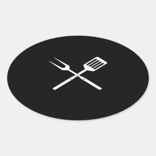 BBQ BBQ Utensils novelty BBQ Grill Tools Oval Sticker