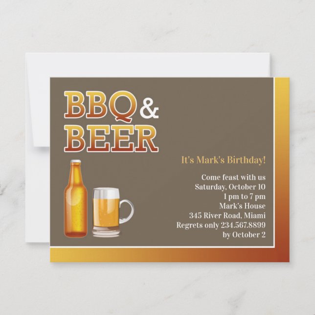 BBQ & Beer Birthday Flat Invitation (Front)