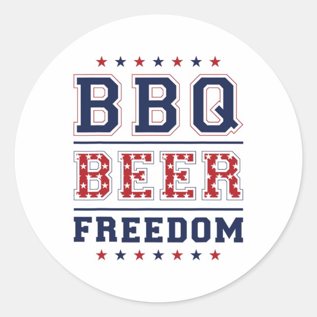 Bbq Beer Freedom 1  Classic Round Sticker (Front)