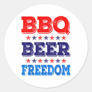 Bbq Beer Freedom America Usa Party 4th Of July Sum Classic Round Sticker