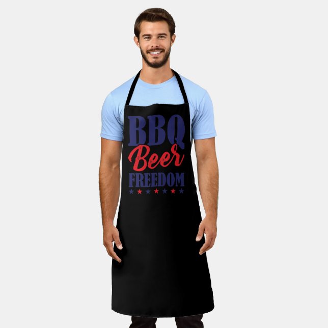BBQ Beer Freedom Grand tablier noir (Porté)