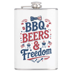 BBQ, Beers & Freedom – Retro 4th of July Vibes Hip Flask