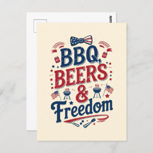 BBQ, Beers & Freedom – Retro 4th of July Vibes Postcard