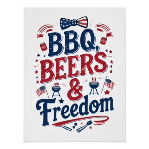 BBQ, Beers & Freedom – Retro 4th of July Vibes Poster