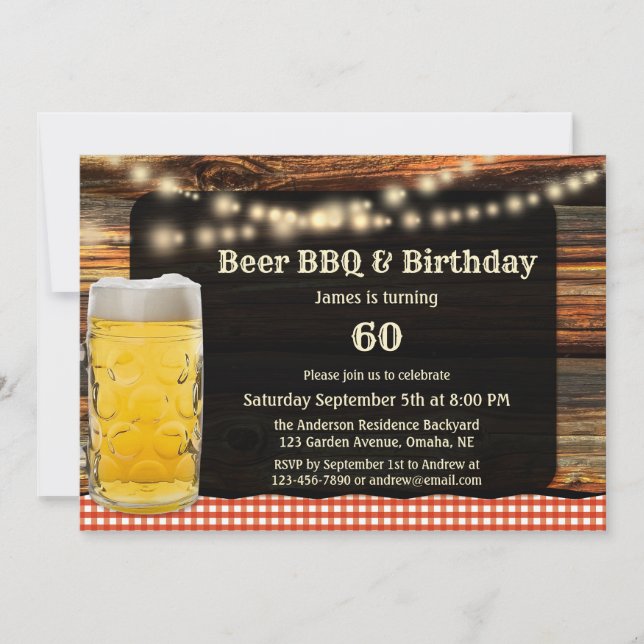 BBQ Bière Anniversaire Fête Invitation (Devant)