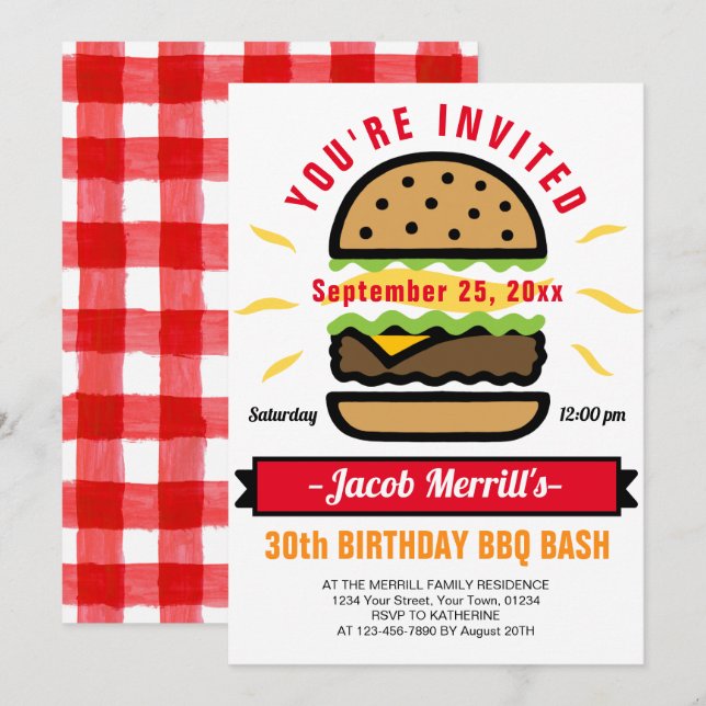 BBQ Birthday Bash Any Age Invitation (Front/Back)
