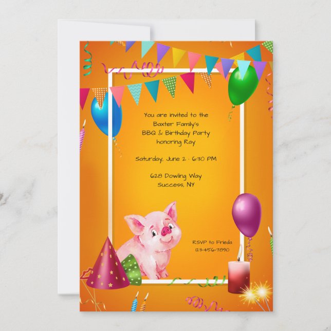 BBQ Birthday Party Invitation (Front)