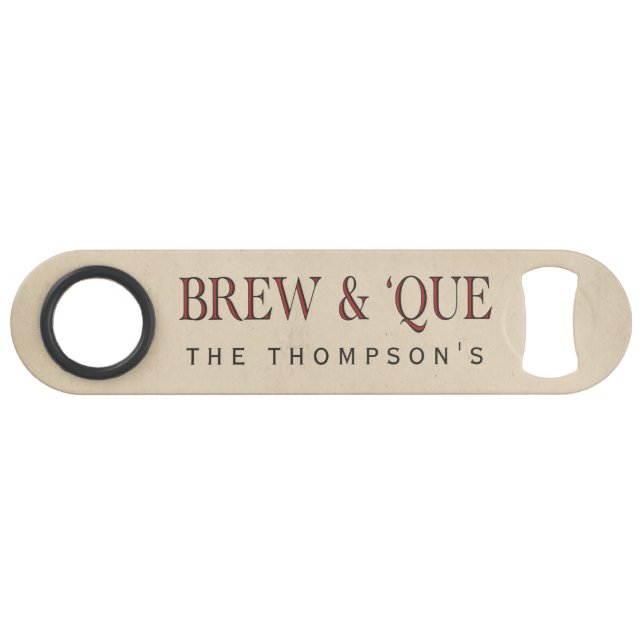 BBQ | Brew & 'Que Personalized Speed Bottle Opener (Front (Horizontal))