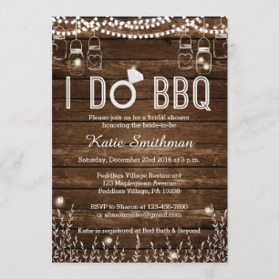 BBQ Bridal Shower Invitation - Rustic BBQ
