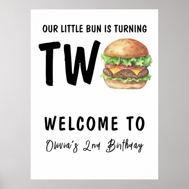 BBQ Burger 2nd Birthday Party Poster (Front)