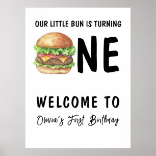BBQ Burger First Birthday Party Poster