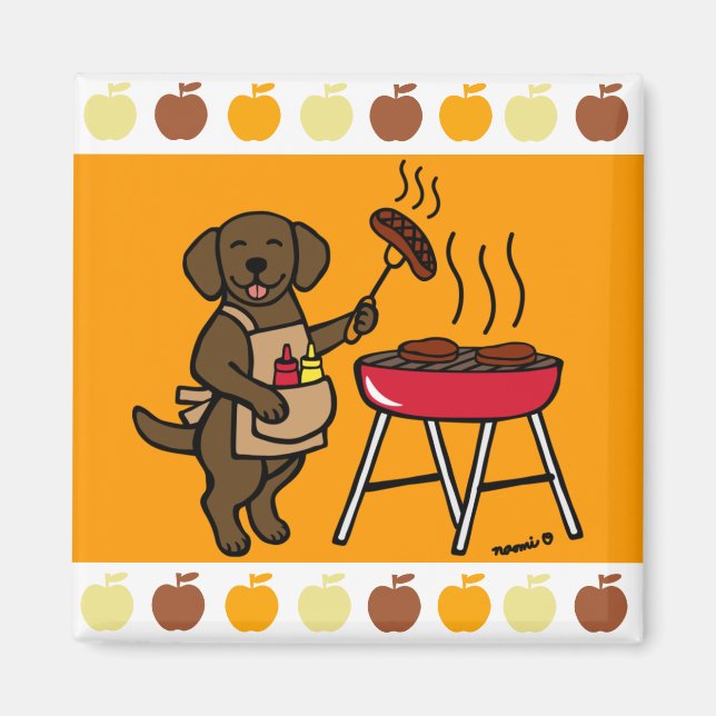 BBQ Chocolat Labrador Chef Magnet de dessin (Devant)