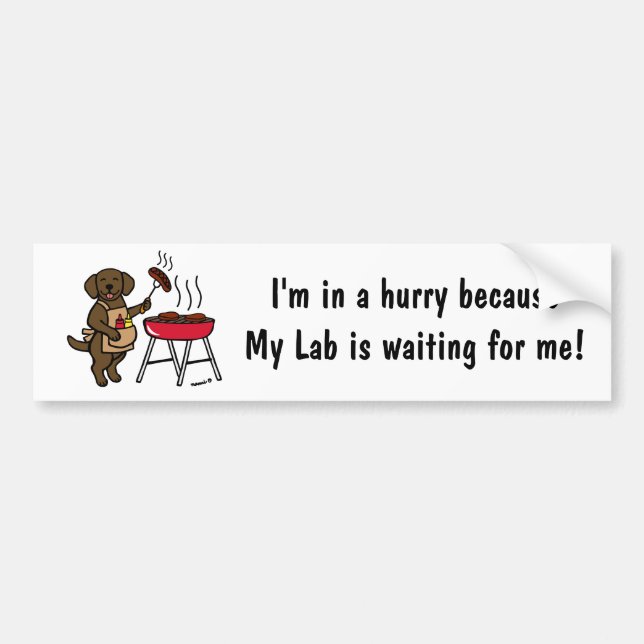 BBQ Chocolate Labrador Chef Cartoon Bumper Sticker (Front)