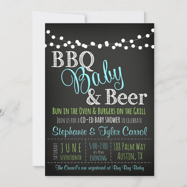 BBQ co-boy invitation à la douche pour bébé (Devant)