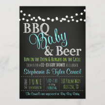 BBQ co-boy invitation à la douche pour bébé