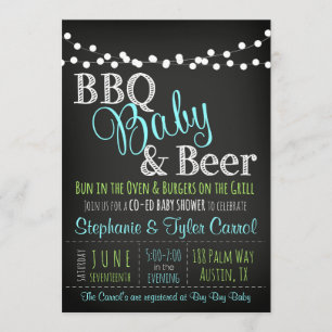BBQ co-boy invitation à la douche pour bébé