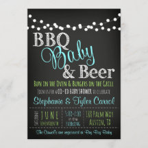BBQ co ed boy baby shower invitations