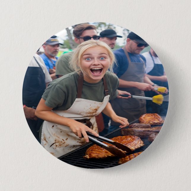BBQ Cook Off Photo Customize 3 Inch Round Button (Front)