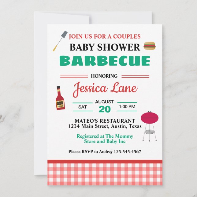 BBQ Couples Baby Shower Invitation (Front)