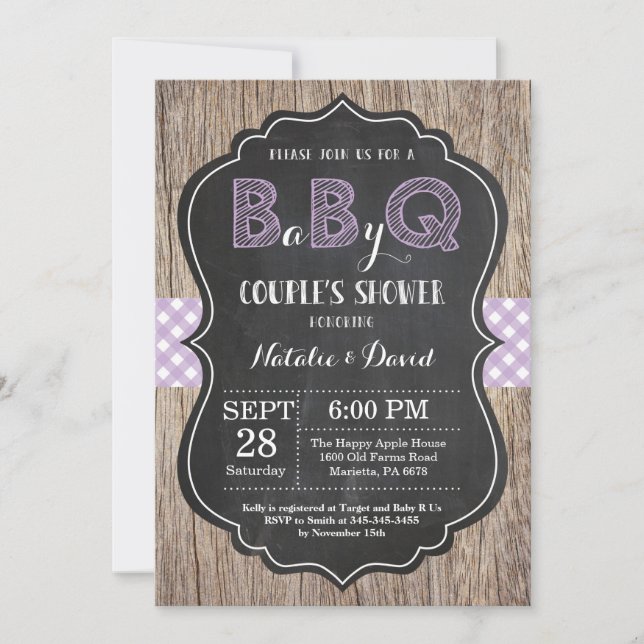 BBQ Couples Douche Invitation bébé Q Jardin fille (Devant)