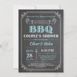 BBQ Couples Showboard Invitation Aqua