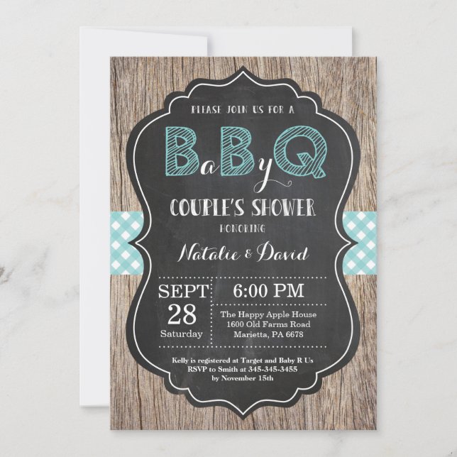 BBQ Couples Shower Invitation Baby Q Backyard Bash (Front)