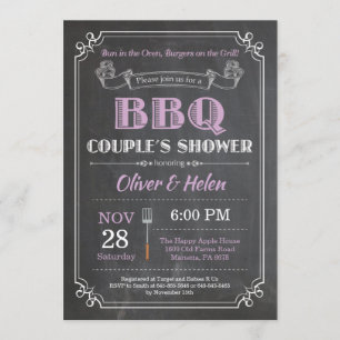 BBQ Couples Shower Invitation Chalkboard Purple