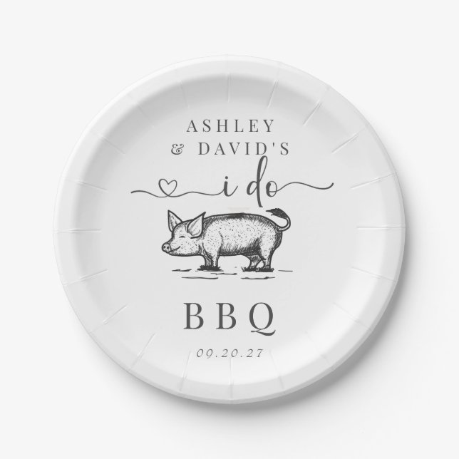 BBQ | Couples Shower | Rustic Rehearsal | Roast Paper Plate (Front)