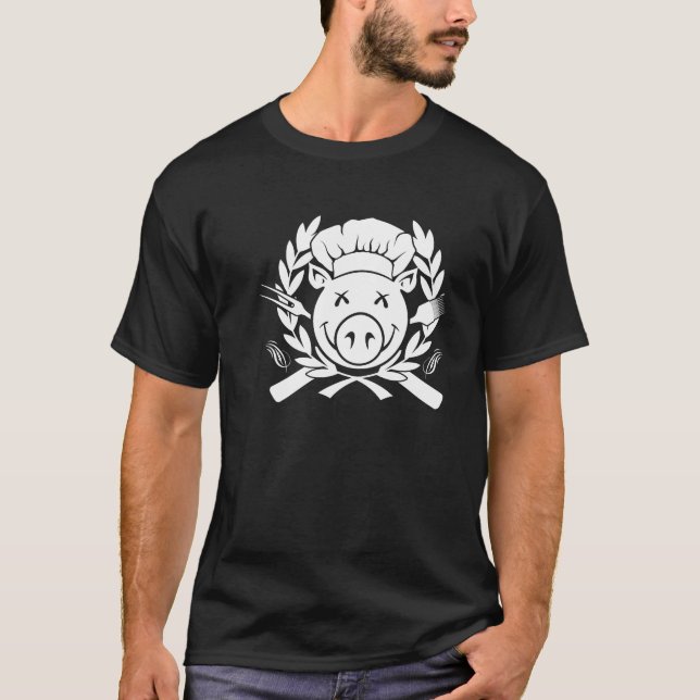 BBQ Crest - white print T-Shirt (Front)
