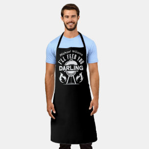 BBQ Dad Grillfather Black White Custom Apron