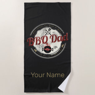 BBQ Dad Vintage Grill or Barbecue For Fathers Day Beach Towel
