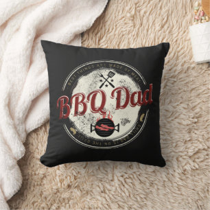 BBQ Dad Vintage Grill or Barbecue For Fathers Day Throw Pillow