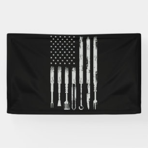 BBQ Design Smoking Barbecue USA Flag Banner