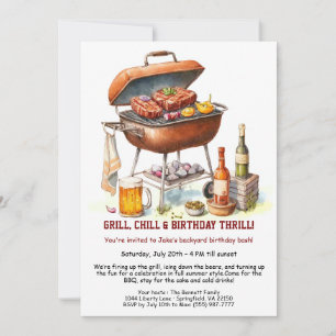 BBQ d'été Invitation d'anniversaire avec Jardin de
