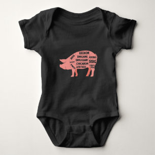 BBQ Diagram Filipino Pig Pork Cuts Meat Baby Bodysuit