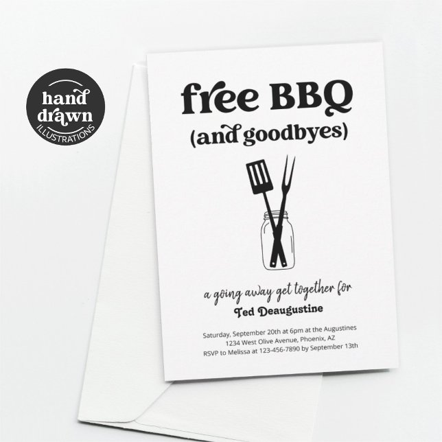 BBQ et Goodbyes gratuits Drôle Sortir Invitation (Créateur téléchargé)