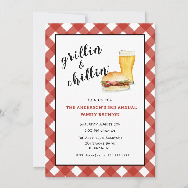 BBQ Family Picnic/ reunion Invitation (Front)