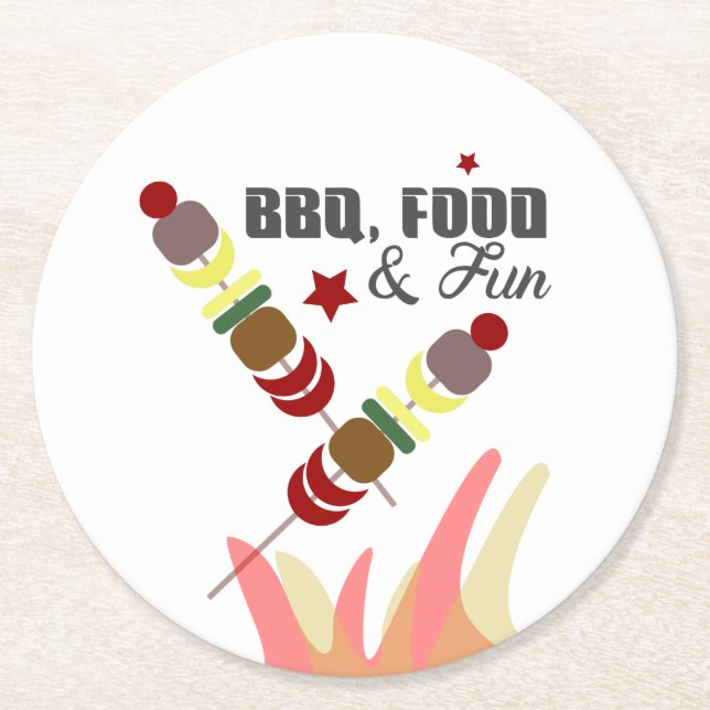BBQ Father's Day Dad Grandpa Cookout    Round Paper Coaster (Front)
