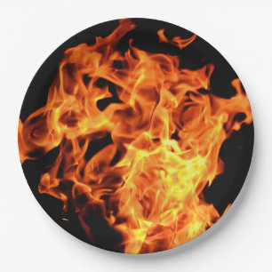 BBQ Fire Flames Disposable Paper Plates