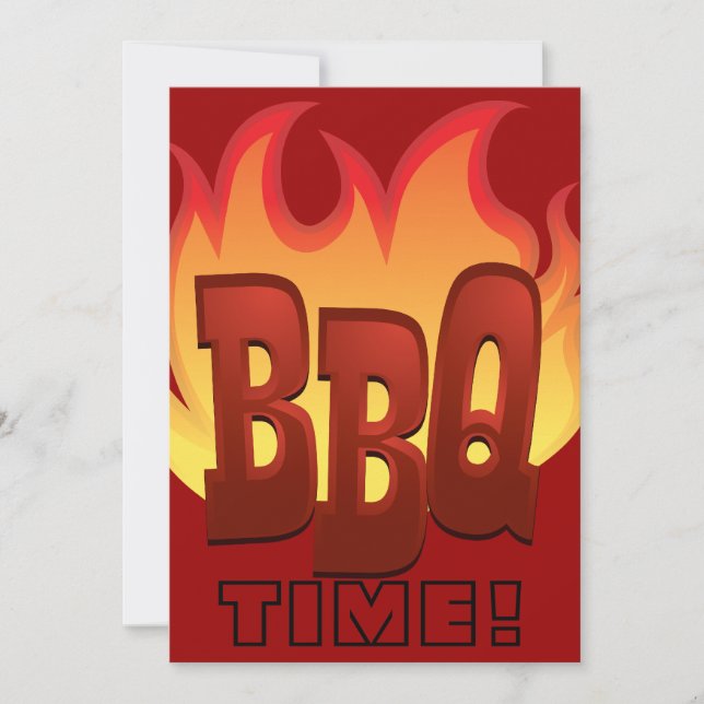 bbq flame text design invite (Front)