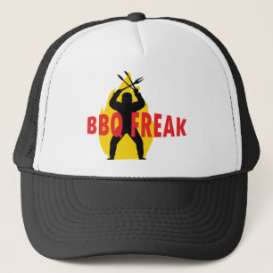 BBQ-Freak with cutlery and flame Trucker Hat