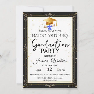  BBQ Graduation Party Invitation