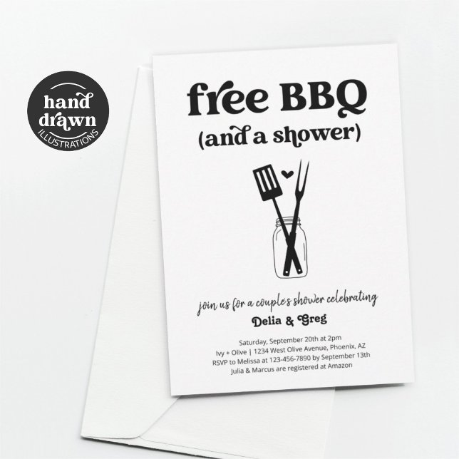 BBQ gratuit Invitation à la douche d'un couple amu (Créateur téléchargé)