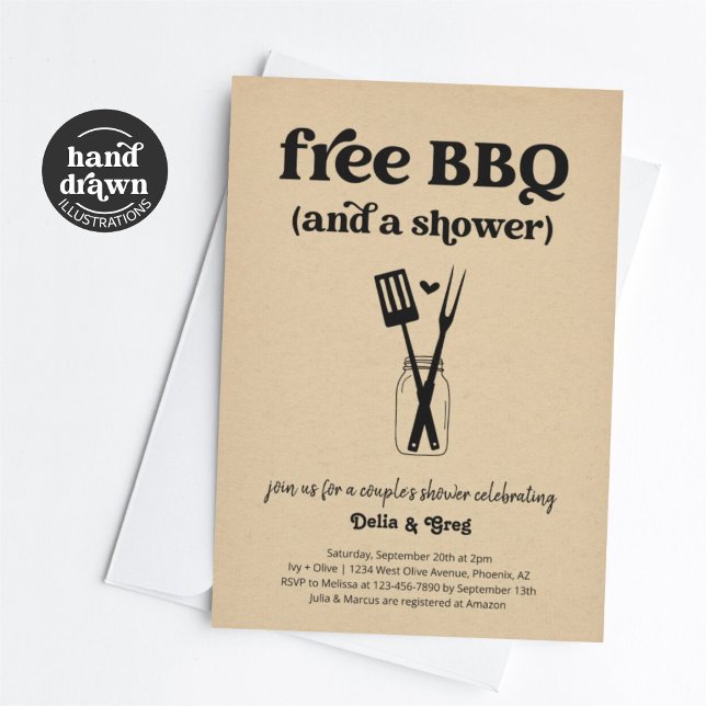 BBQ gratuit Invitation à la douche d'un couple amu (Créateur téléchargé)