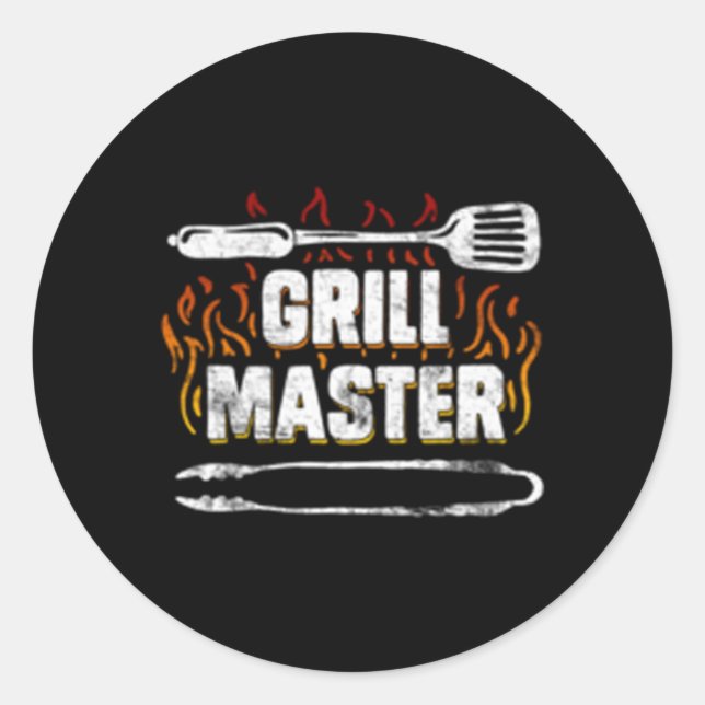 Bbq Grill Master Barbecue Grilling Father'S Day Classic Round Sticker (Front)