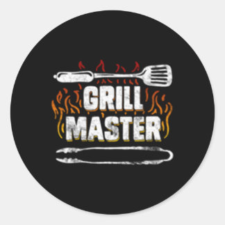 Bbq Grill Master Barbecue Grilling Father'S Day Classic Round Sticker