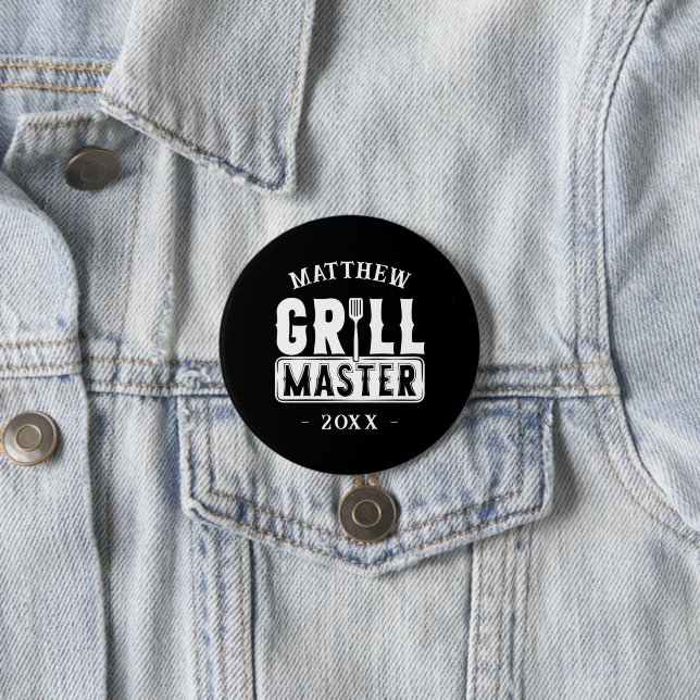  BBQ Grill Master Personalized Best Dad Father's   3 Inch Round Button (In Situ)