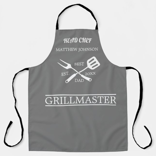  BBQ Grill Master Personalized Best Dad Father's   Apron (Front)