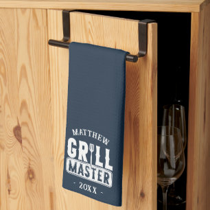  BBQ Grill Master Personalized Best Dad Father's   Kitchen Towel