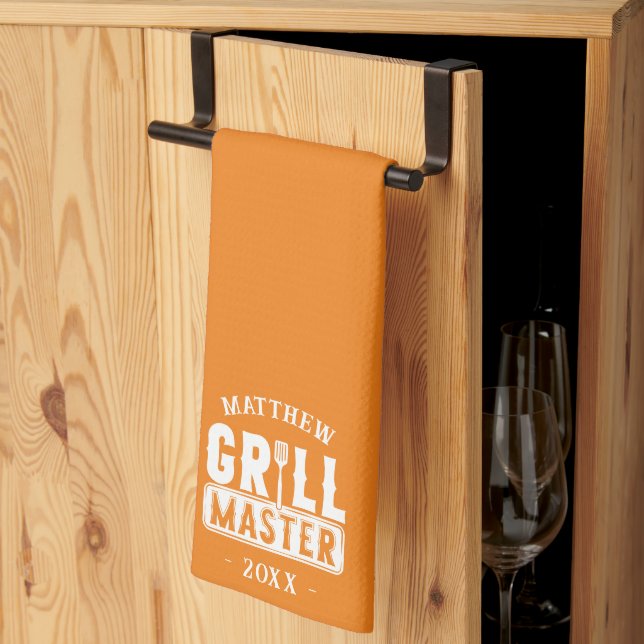  BBQ Grill Master Personalized Best Dad Father's   Kitchen Towel (Thirds Fold)